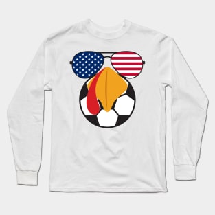 American Turkey Soccer Funny Thanksgiving and Supporting. Long Sleeve T-Shirt